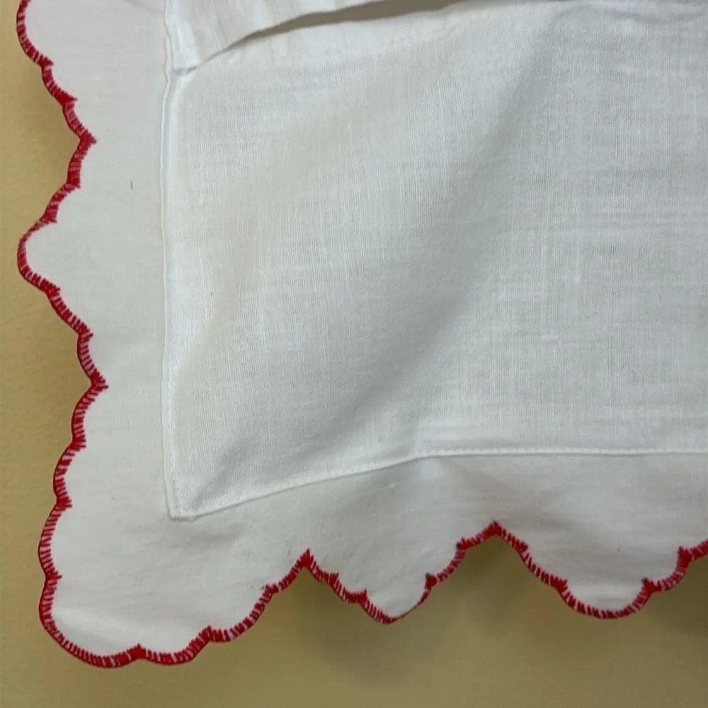 Set of Vintage White Embroidered Asian Inspired Floral Decorative Pillow Cases